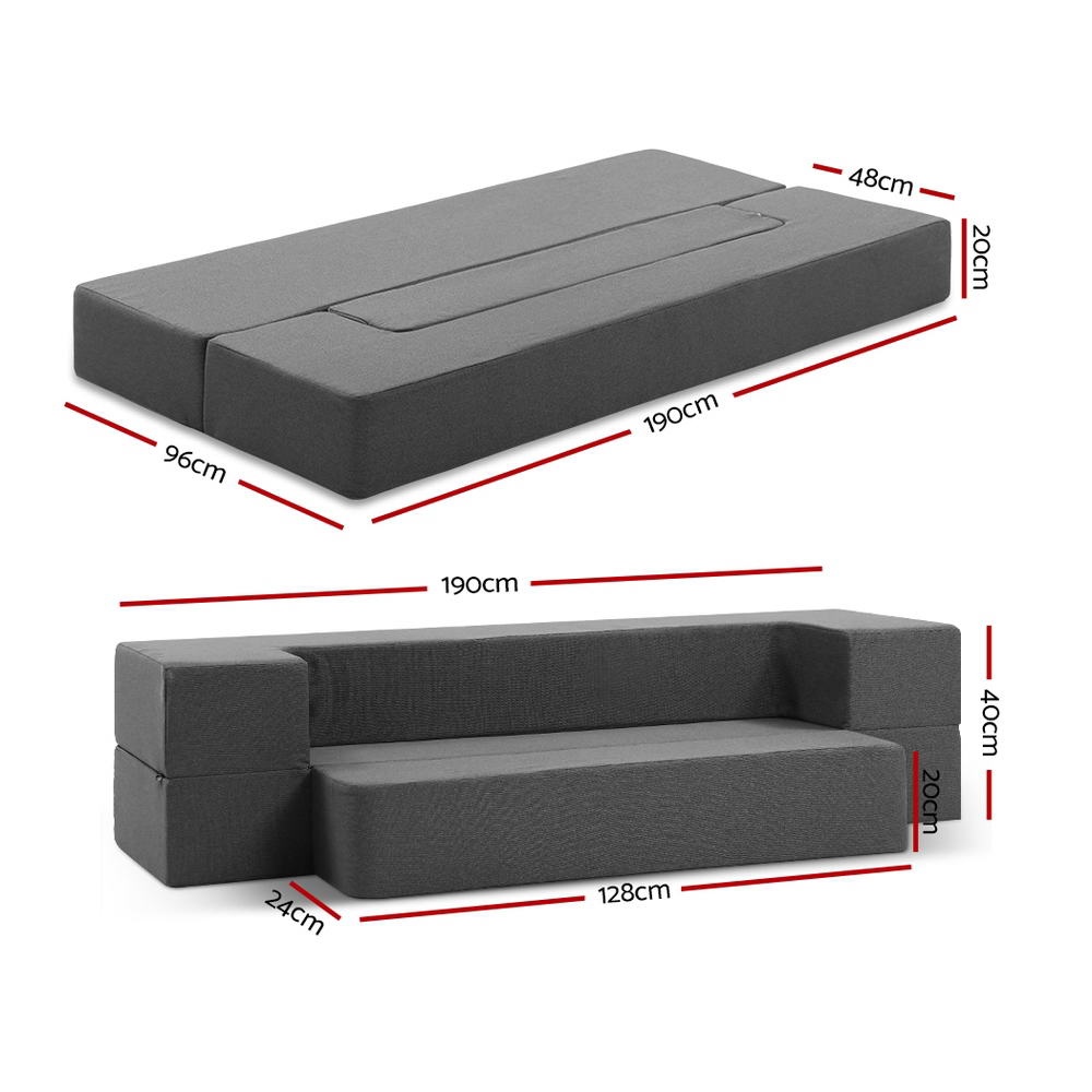 Arm Chairs & Recliners: Giselle Bedding Foldable Mattress Folding Foam Sofa Bed Chair Grey