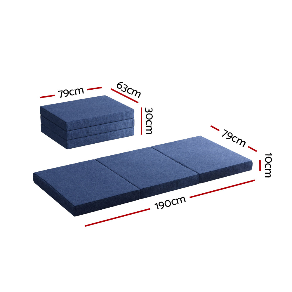 Single Mattress: Giselle Bedding Foldable Mattress Folding Foam Single Blue