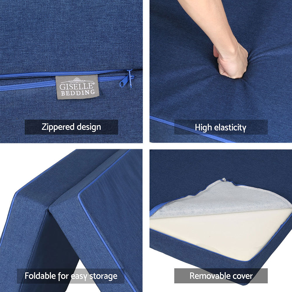 Single Mattress: Giselle Bedding Foldable Mattress Folding Foam Single Blue