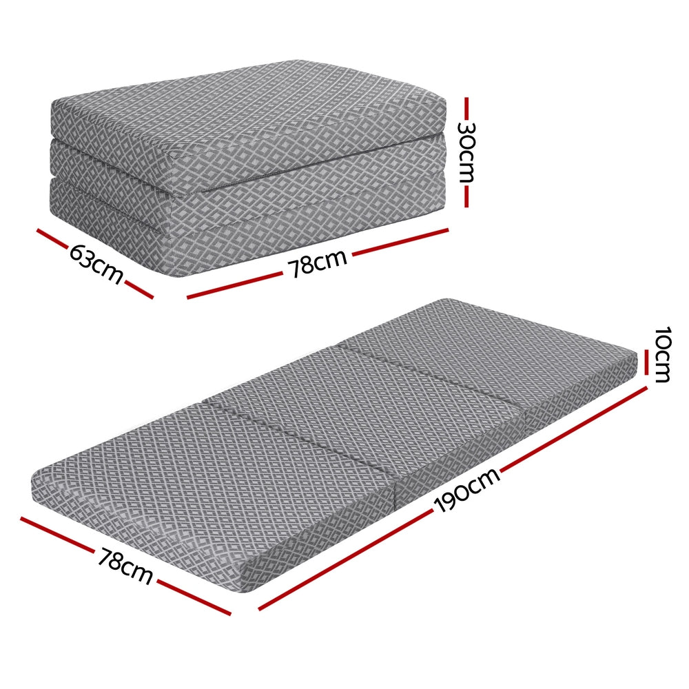 Single Mattress: Giselle Foldable Mattress Folding Sofa Bed Trifold Memory Foam Camping Cushion Mat