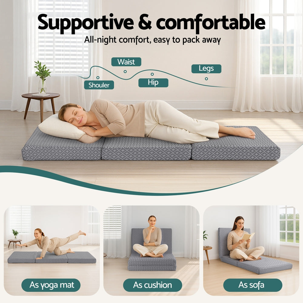 Single Mattress: Giselle Foldable Mattress Folding Sofa Bed Trifold Memory Foam Camping Cushion Mat