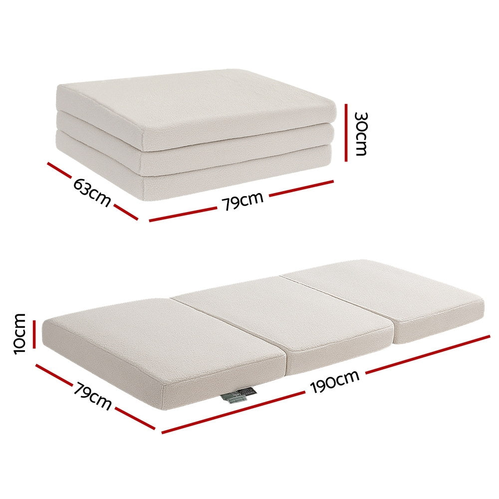 Single Mattress: Giselle Bedding Foldable Mattress Fleece Portable 3-fold Folding Foam Mattresses