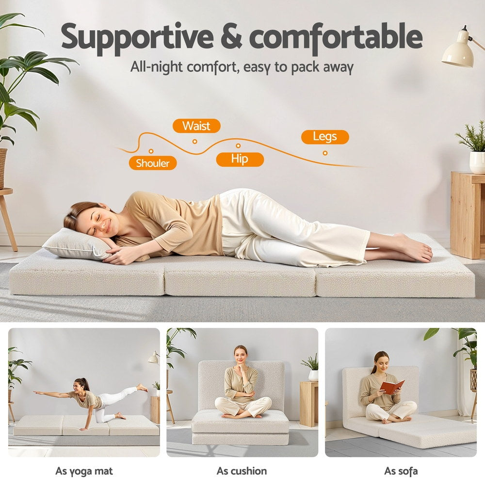 Single Mattress: Giselle Bedding Foldable Mattress Fleece Portable 3-fold Folding Foam Mattresses