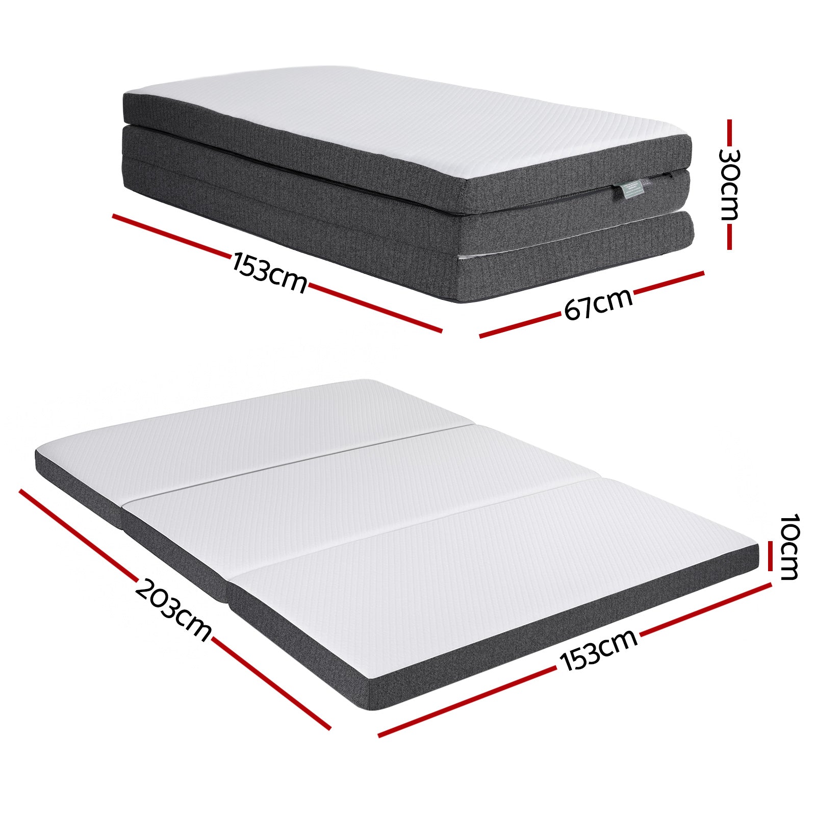 Queen Mattress: Giselle Bedding Foldable Mattress Folding Sofa Bed Tri-Fold Memory Foam Tencel Queen
