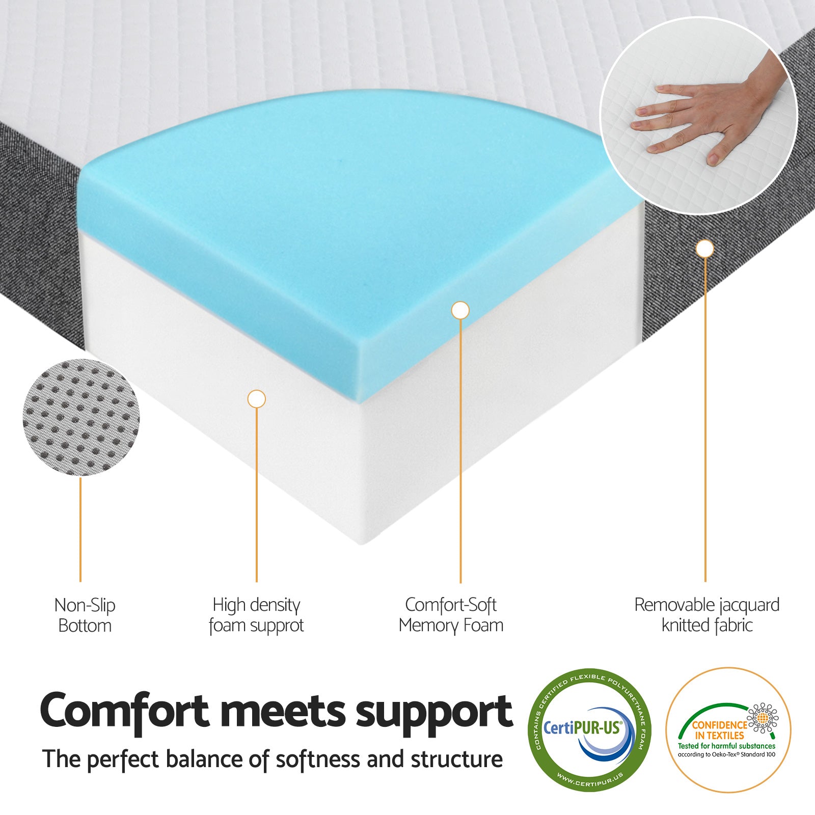 Queen Mattress: Giselle Bedding Foldable Mattress Folding Sofa Bed Tri-Fold Memory Foam Tencel Queen