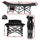 Artiss Folding Bed With Mattress Heavy Duty Black 185CM