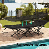 Artiss Folding Bed With Mattress Heavy Duty Black 185CM