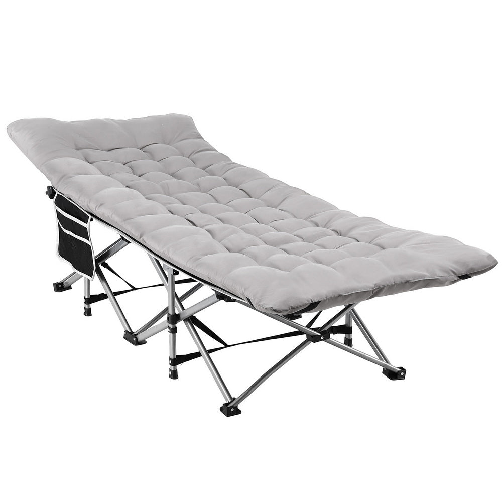 Beds & Bed Frames: Artiss Folding Bed With Mattress Heavy Duty Grey 185CM