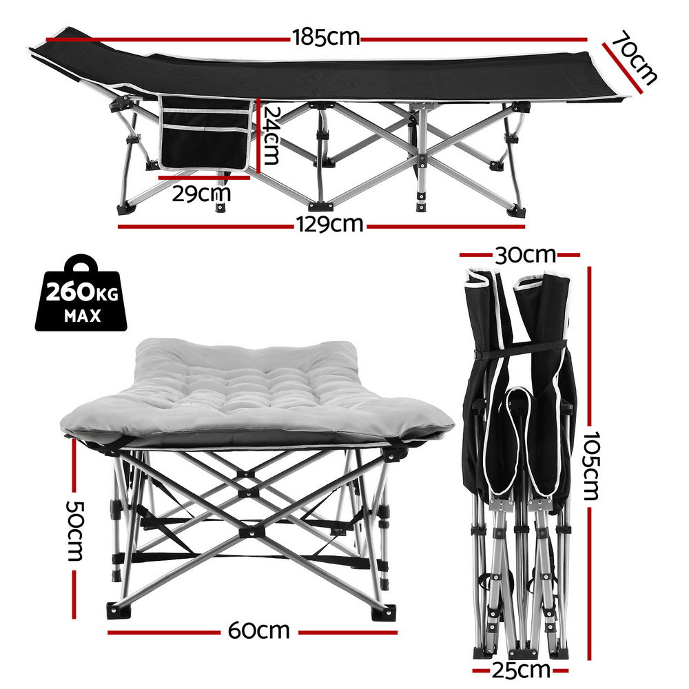 Beds & Bed Frames: Artiss Folding Bed With Mattress Heavy Duty Grey 185CM