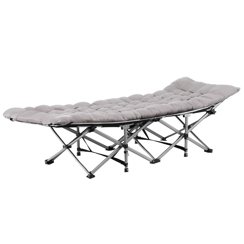 Beds & Bed Frames: Artiss Folding Bed With Mattress Heavy Duty Grey 185CM