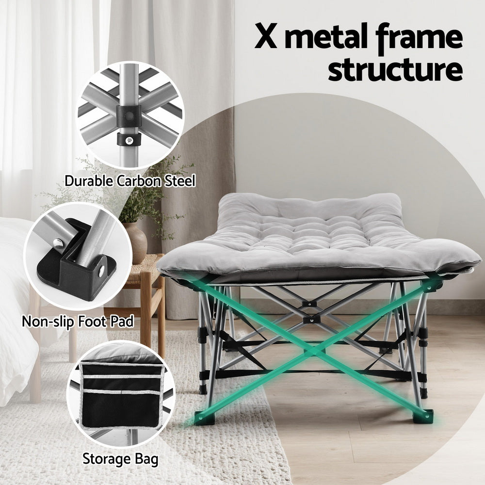 Beds & Bed Frames: Artiss Folding Bed With Mattress Heavy Duty Grey 185CM