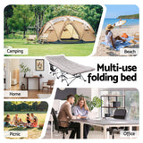 Artiss Folding Bed With Mattress Heavy Duty Grey 185CM