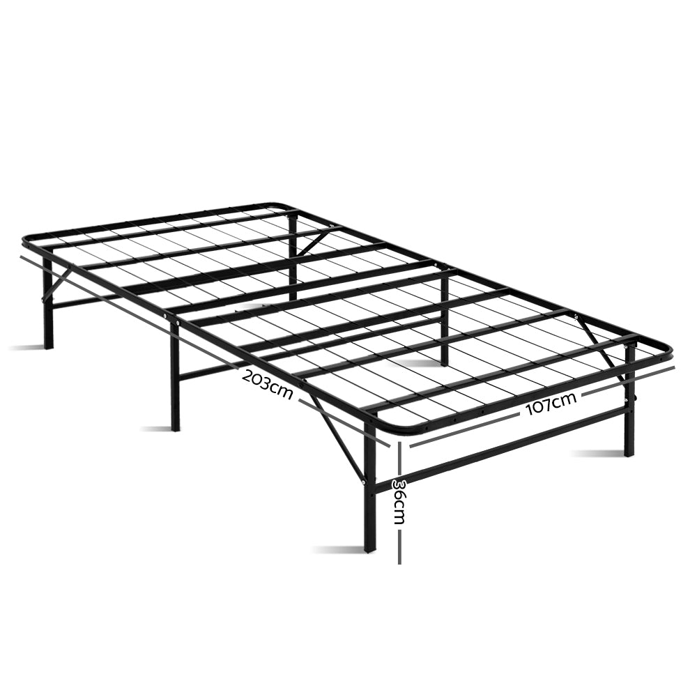 Beds & Bed Frames: Artiss Folding Bed Frame Metal Base - King Single