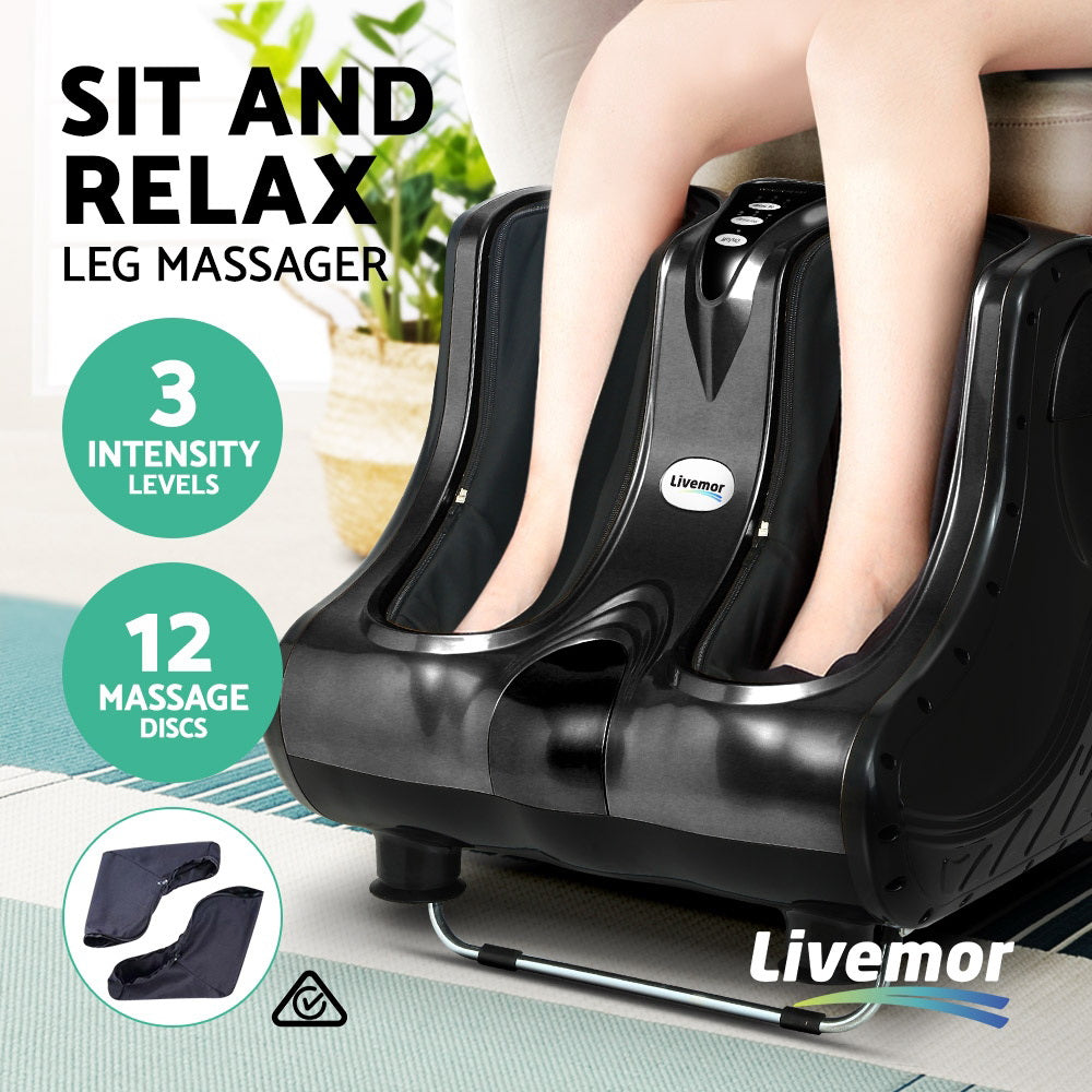 Livemor Foot Massager Massagers Shiatsu Electric Roller Ankle Calf Leg Kneading Black