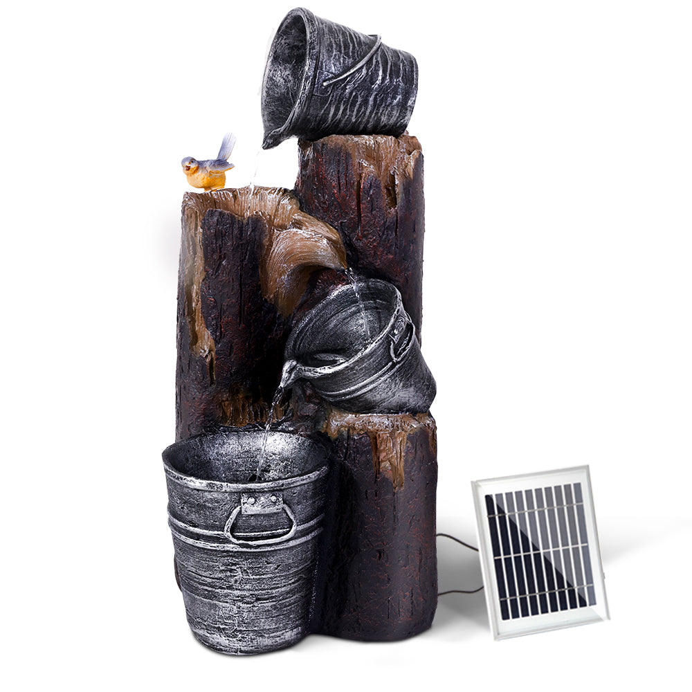 Fountain & Ponds Accessories: Gardeon Solar Water Feature Cascading Fountain 3-Tier Bucket LED light Bird 76CM
