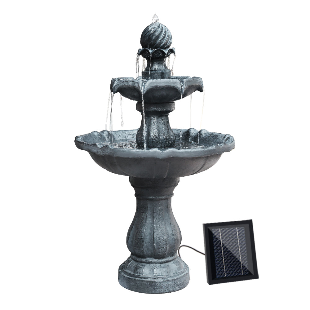 Fountain & Ponds Accessories: Gardeon Solar Water Feature 3-Tier Fountain with Pump Kit Bird Bath 93CM Black
