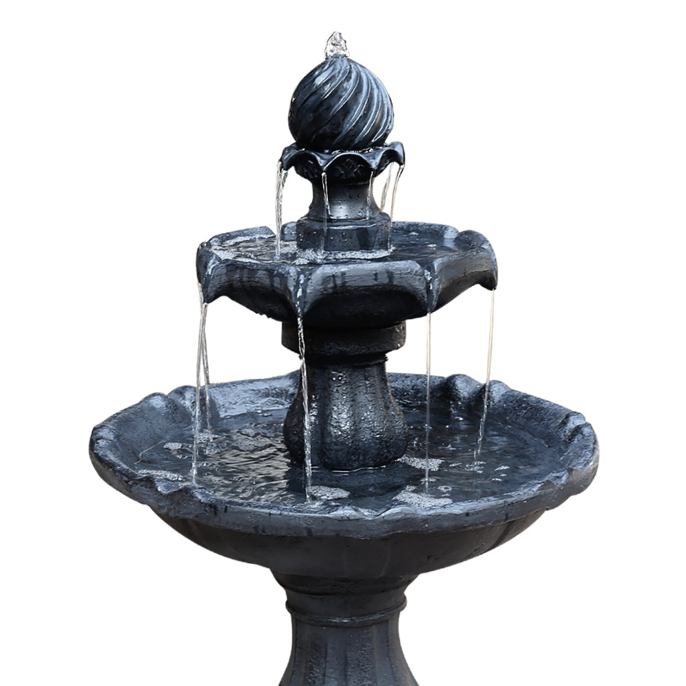 Fountain & Ponds Accessories: Gardeon Solar Water Feature 3-Tier Fountain with Pump Kit Bird Bath 93CM Black