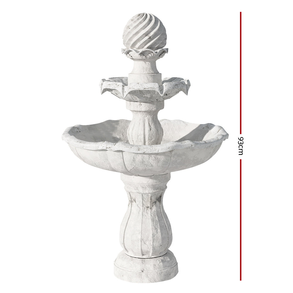 Fountain & Ponds Accessories: Gardeon Solar Water Feature 3-Tier Fountain with Pump Kit Bird Bath 93CM Ivory
