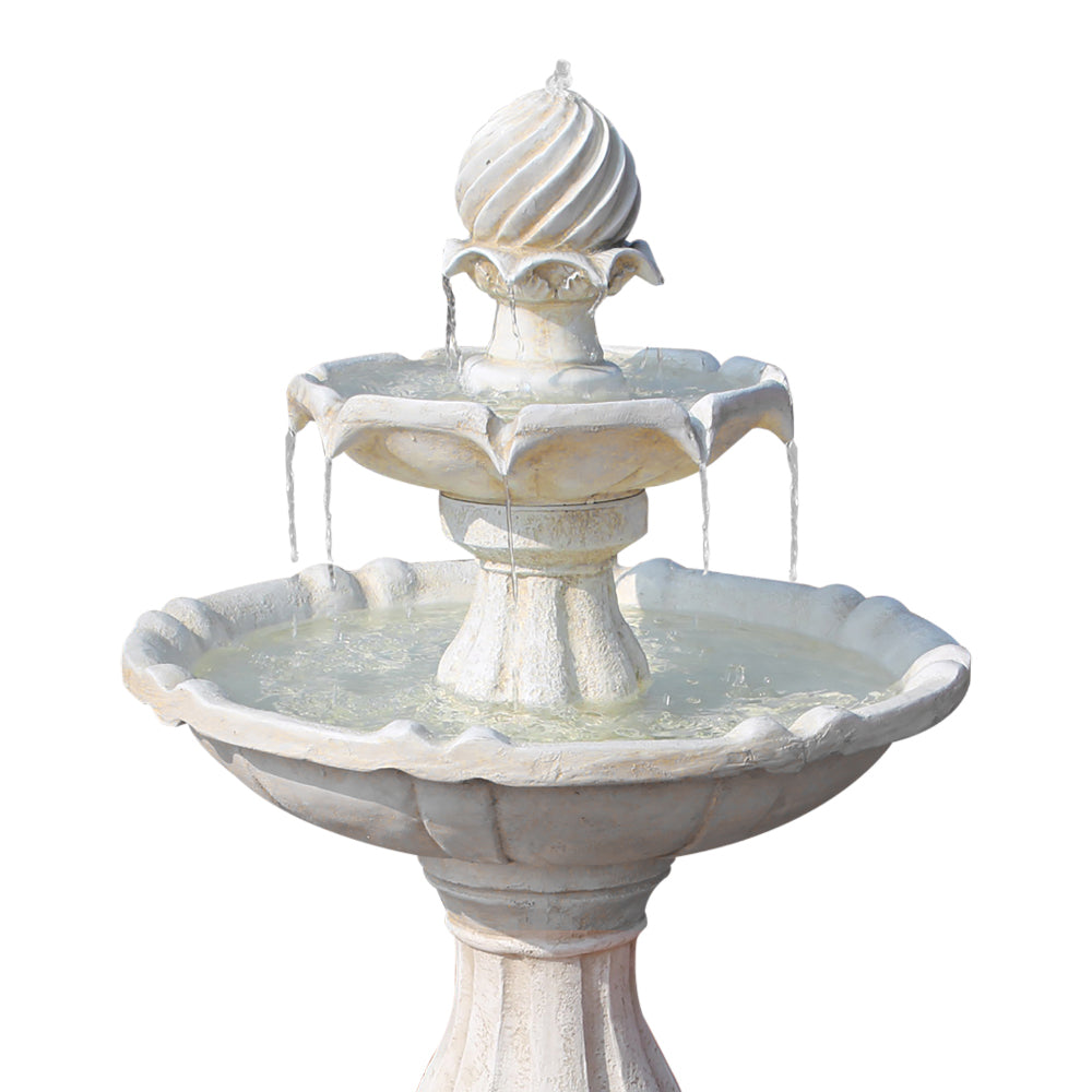 Fountain & Ponds Accessories: Gardeon Solar Water Feature 3-Tier Fountain with Pump Kit Bird Bath 93CM Ivory