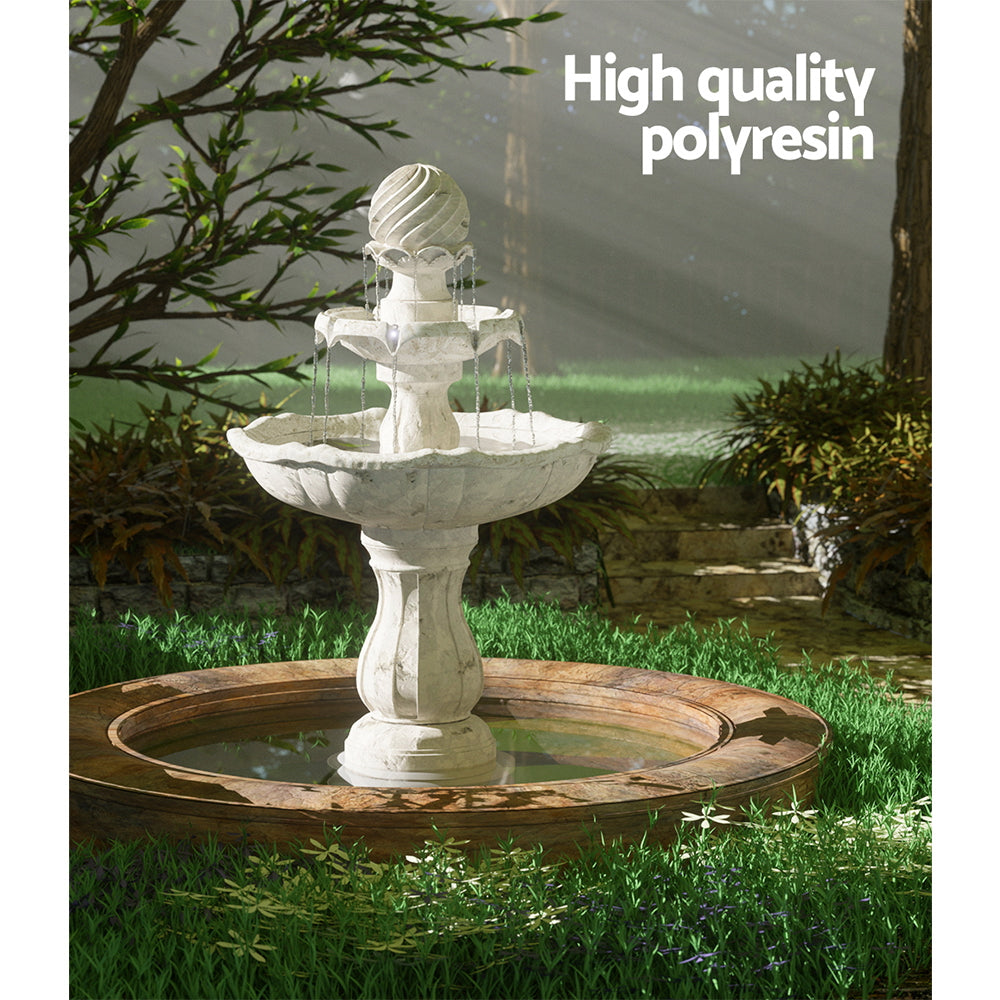 Fountain & Ponds Accessories: Gardeon Solar Water Feature 3-Tier Fountain with Pump Kit Bird Bath 93CM Ivory