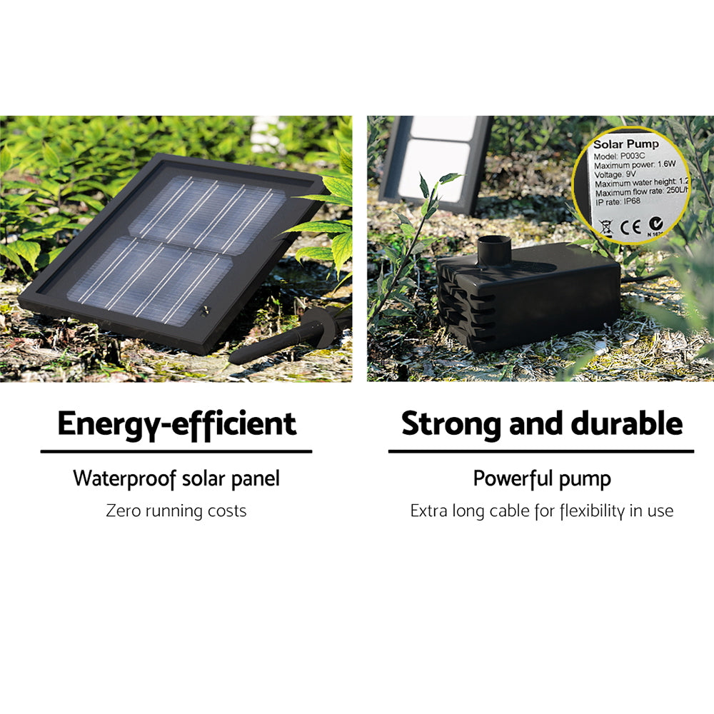 Fountain & Ponds Accessories: Gardeon Solar Water Feature 3-Tier Fountain with Pump Kit Bird Bath 93CM Ivory