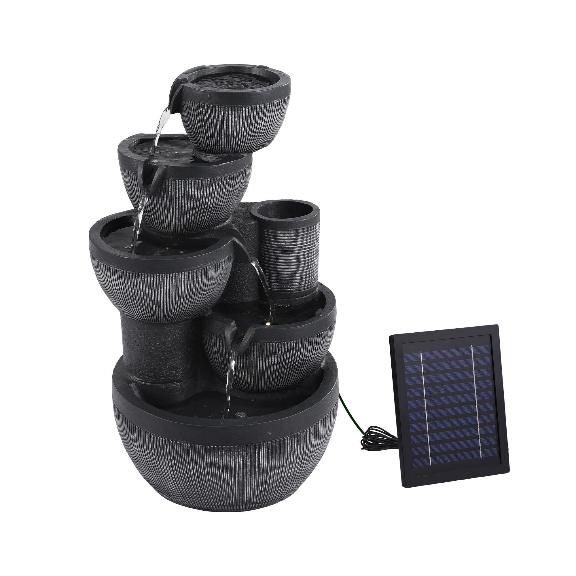 Gardeon Solar Fountain Water Feature 5-Tier Cascading Bowl Grey 51cm