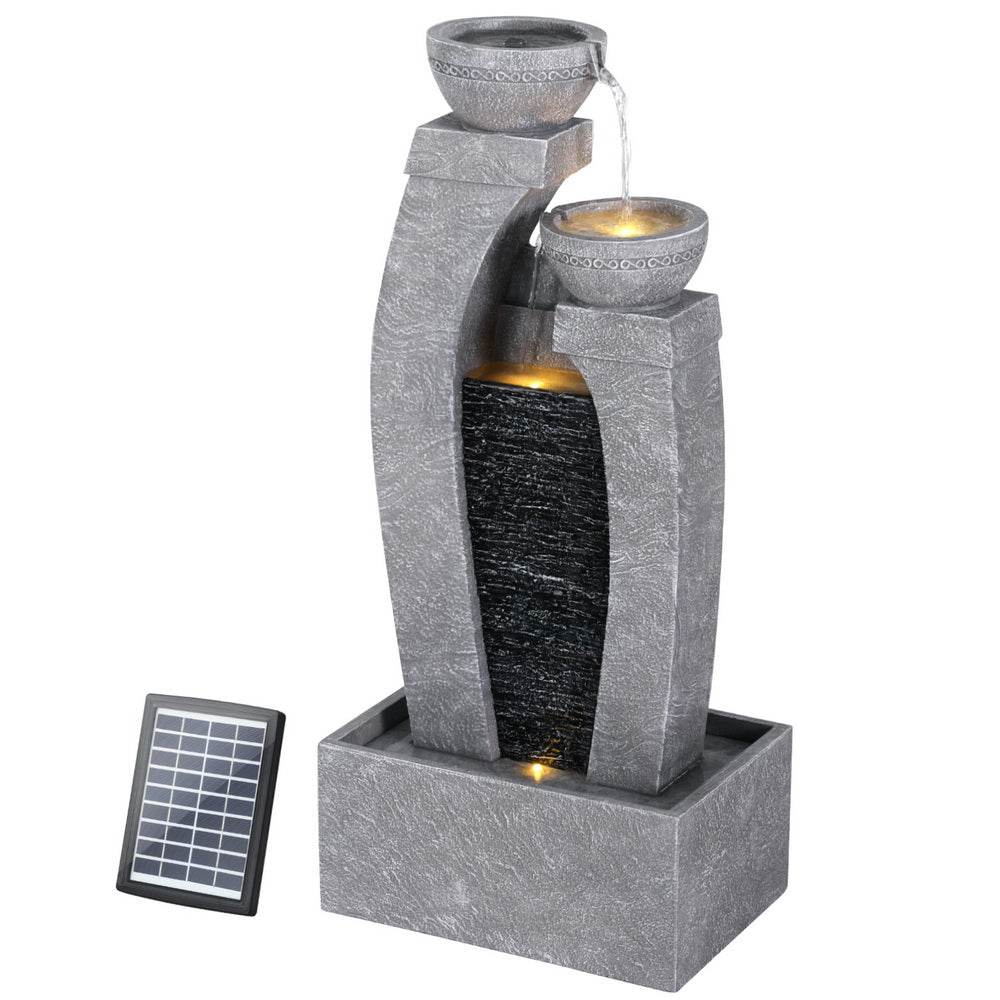 Fountain & Ponds Accessories: Gardeon Solar Fountain Water Feature Outdoor Fountain Indoor 3-Tier Cascading Grey