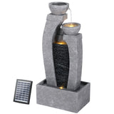 Gardeon Solar Fountain Water Feature Outdoor Fountain Indoor 3-Tier Cascading Grey