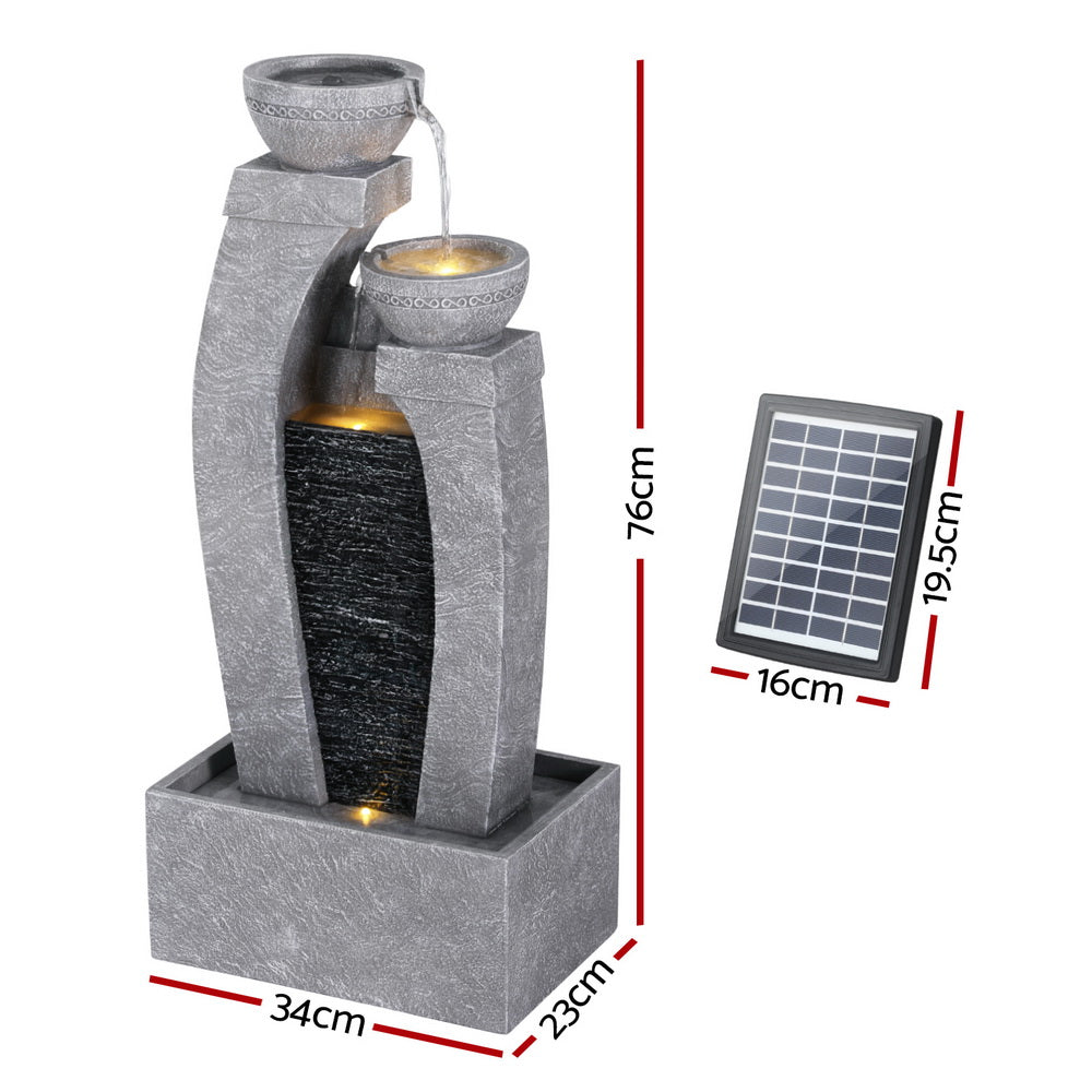 Fountain & Ponds Accessories: Gardeon Solar Fountain Water Feature Outdoor Fountain Indoor 3-Tier Cascading Grey