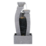 Gardeon Solar Fountain Water Feature Outdoor Fountain Indoor 3-Tier Cascading Grey
