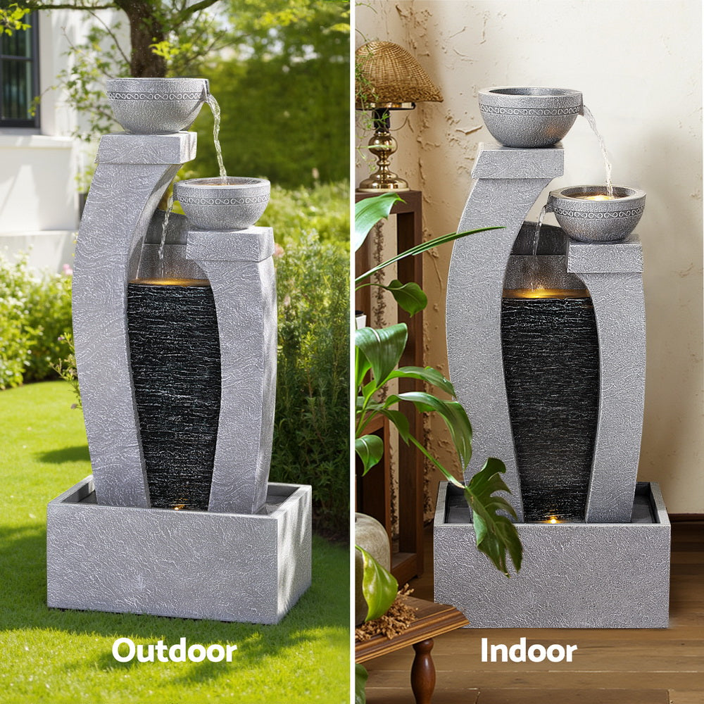 Fountain & Ponds Accessories: Gardeon Solar Fountain Water Feature Outdoor Fountain Indoor 3-Tier Cascading Grey