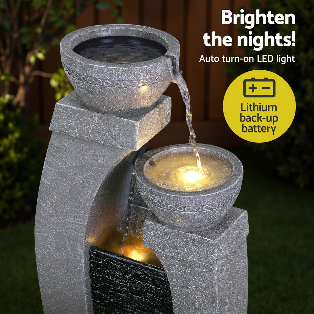 Fountain & Ponds Accessories: Gardeon Solar Fountain Water Feature Outdoor Fountain Indoor 3-Tier Cascading Grey