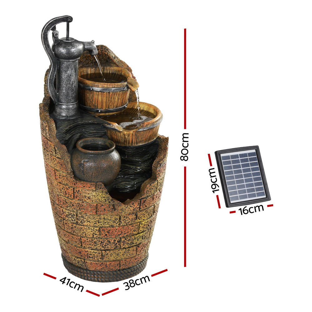 Fountain & Ponds Accessories: Gardeon Solar Fountain Water Feature Outdoor Cascading Hand Pump Design 80CM