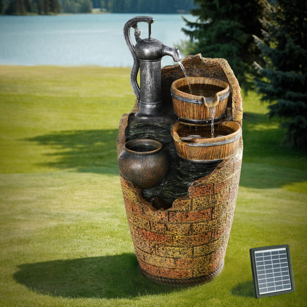Fountain & Ponds Accessories: Gardeon Solar Fountain Water Feature Outdoor Cascading Hand Pump Design 80CM