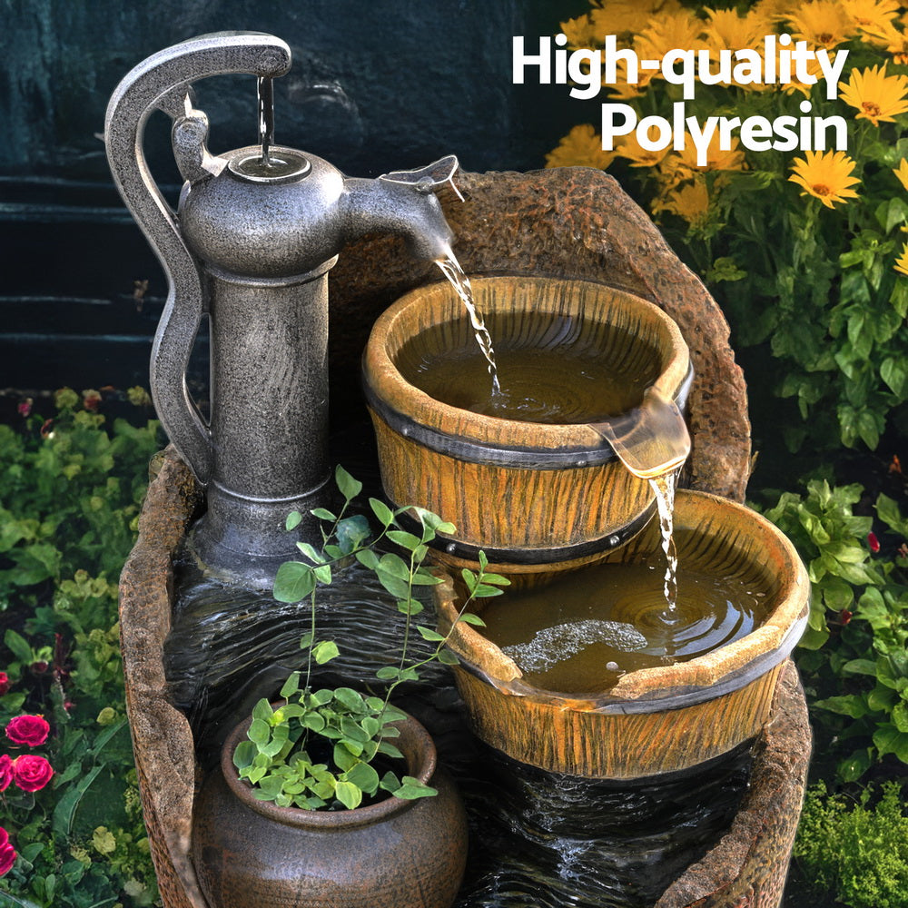 Fountain & Ponds Accessories: Gardeon Solar Fountain Water Feature Outdoor Cascading Hand Pump Design 80CM