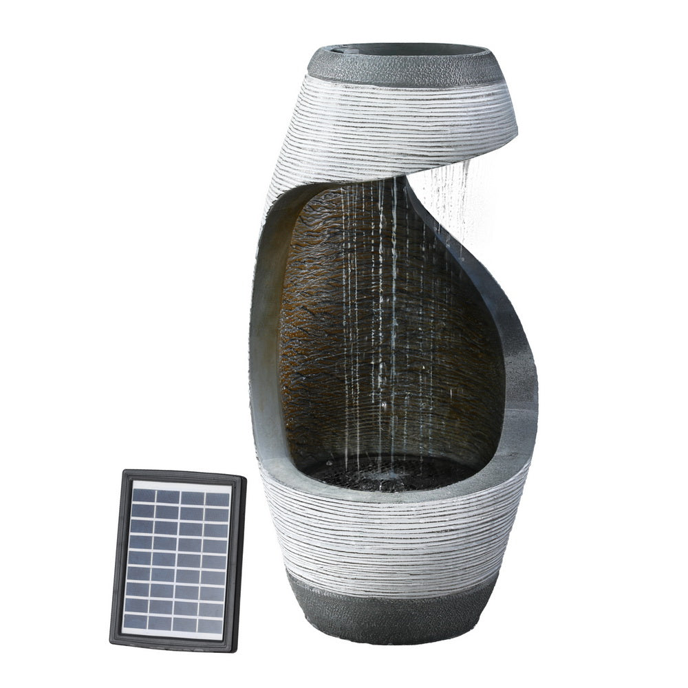 Fountains & Ponds: Gardeon Solar Fountain Water Feature Bird Bath Outdoor Garden Cascade 48CM Grey