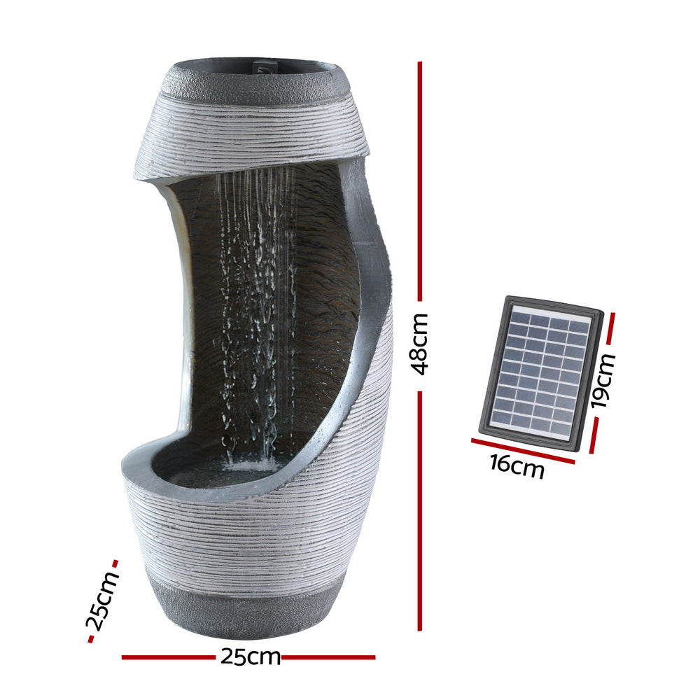 Fountains & Ponds: Gardeon Solar Fountain Water Feature Bird Bath Outdoor Garden Cascade 48CM Grey