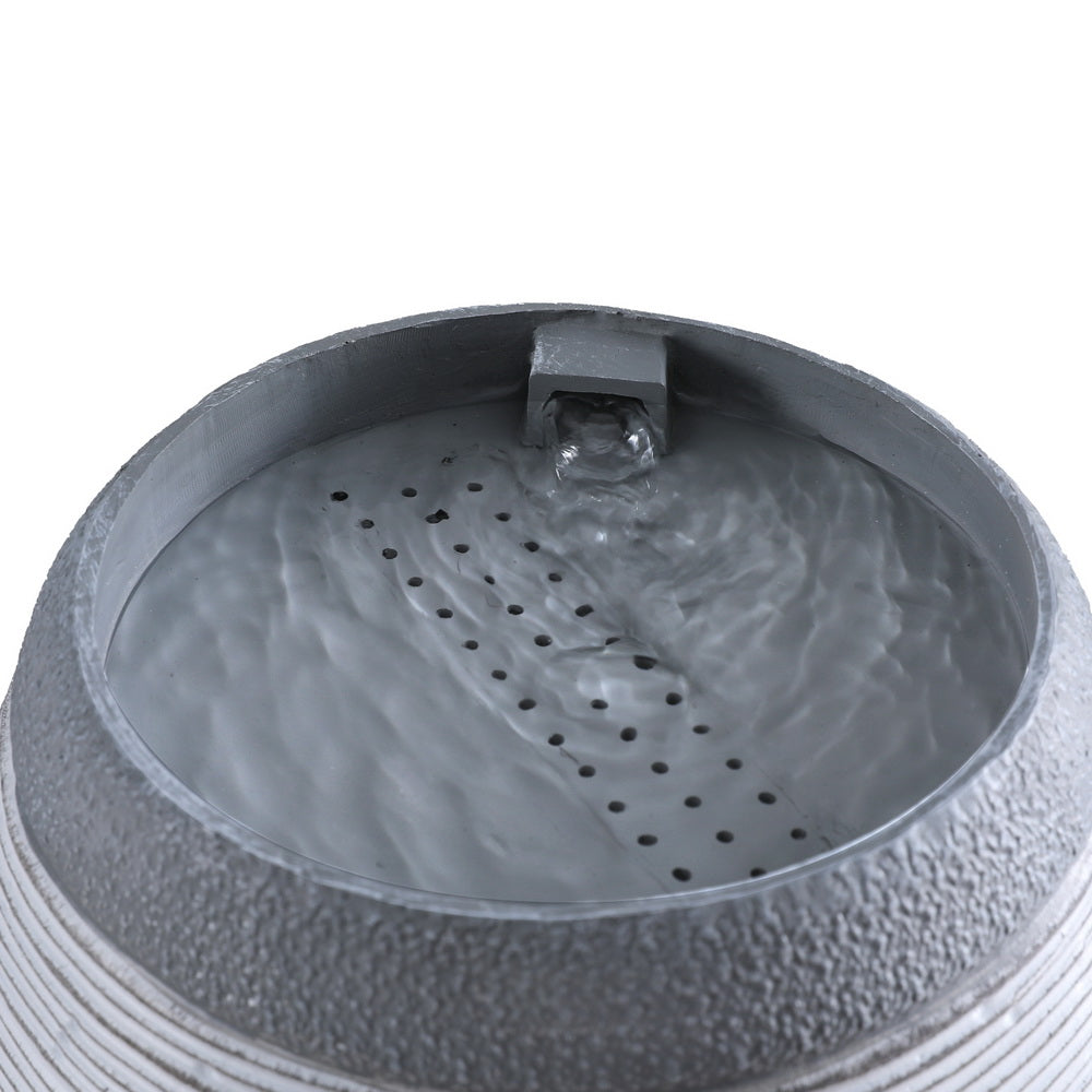 Fountains & Ponds: Gardeon Solar Fountain Water Feature Bird Bath Outdoor Garden Cascade 48CM Grey