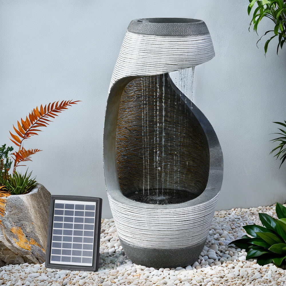 Fountains & Ponds: Gardeon Solar Fountain Water Feature Bird Bath Outdoor Garden Cascade 48CM Grey
