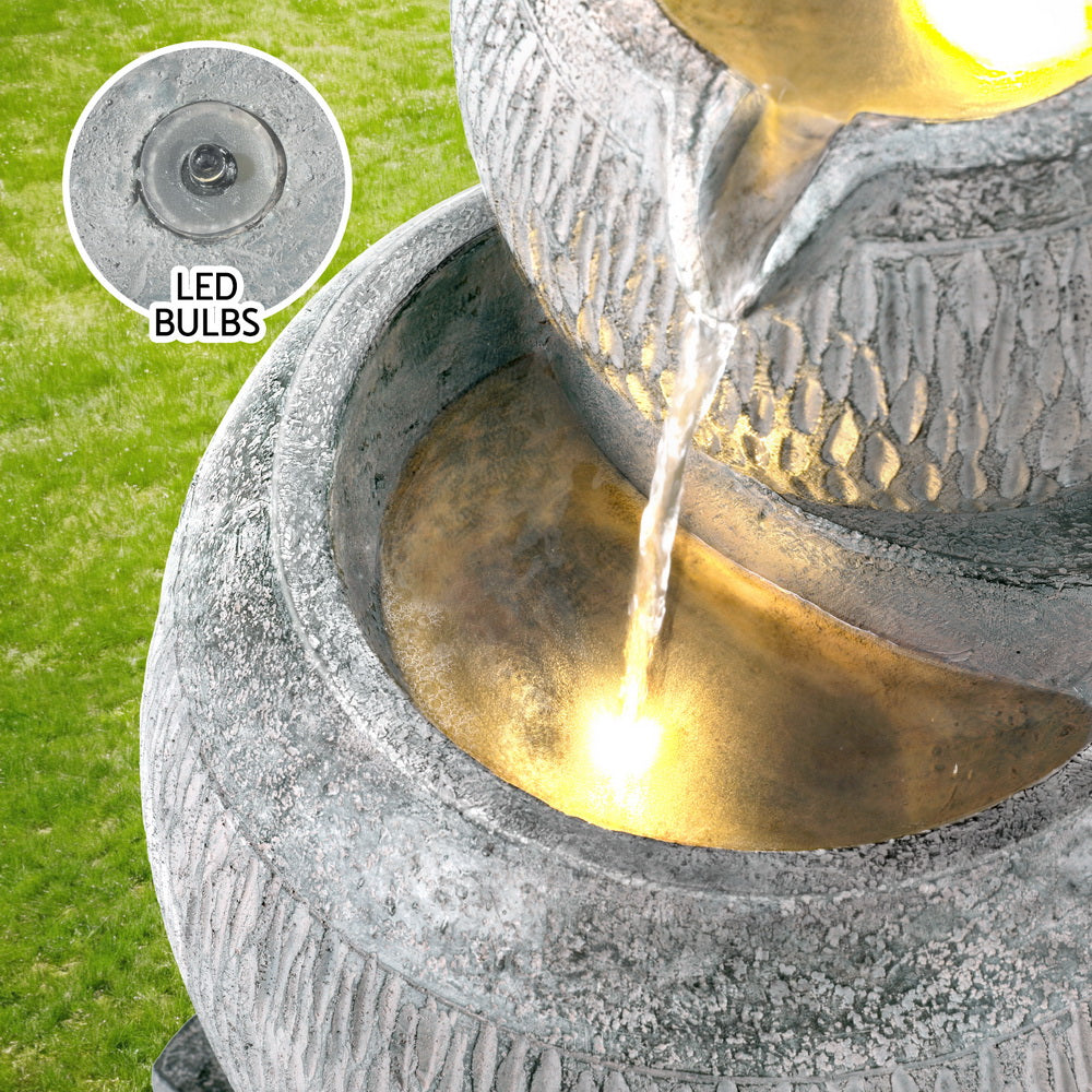 Fountain & Ponds Accessories: Gardeon Solar Fountain Water Feature Bird Bath Garden LED Light 80CM Grey