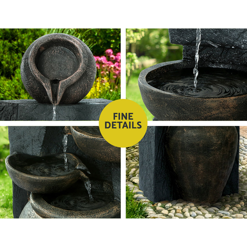 Fountain & Ponds Accessories: Gardeon Solar Water Feature Cascading Fountain 5 Tiered Bowl Bird Bath 99CM