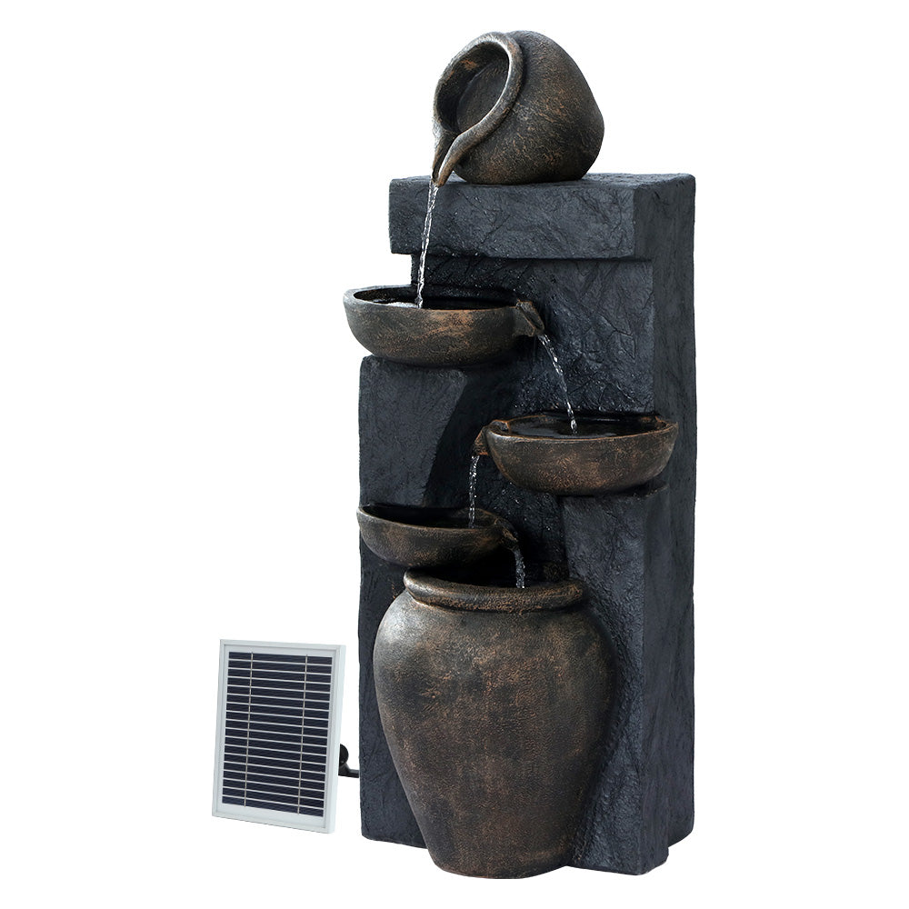 Fountain & Ponds Accessories: Gardeon Solar Water Feature Cascading Fountain 5 Tiered Bowl Bird Bath 99CM