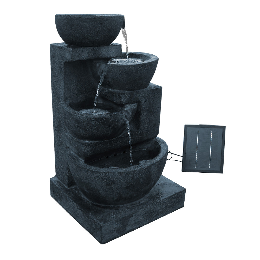 Fountain & Ponds Accessories: Gardeon Solar Water Feature Cascading Fountain 4-Tier Bowl LED Lights 72CM Blue