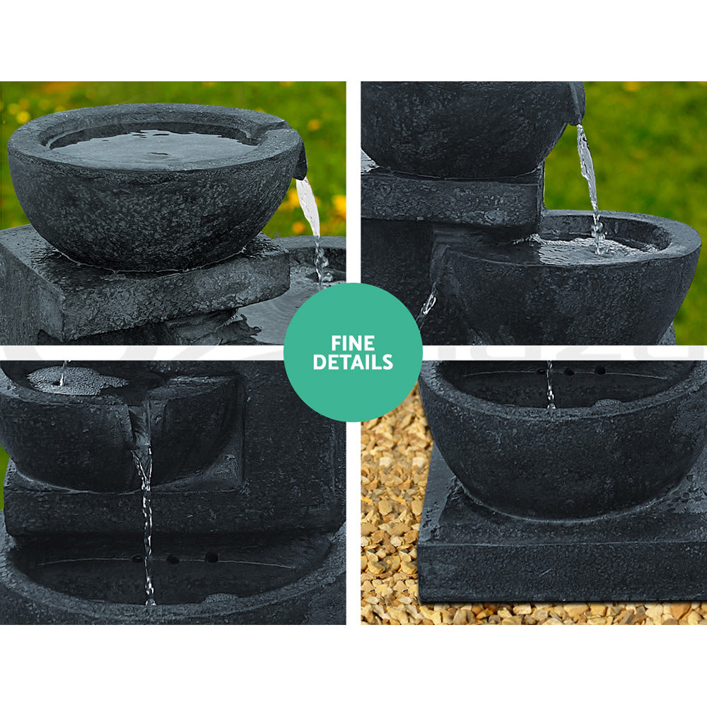 Fountain & Ponds Accessories: Gardeon Solar Water Feature Cascading Fountain 4-Tier Bowl LED Lights 72CM Blue