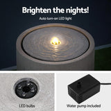 Gardeon Solar Fountain Water Feature Outdoor Fountain LED Lights Beige
