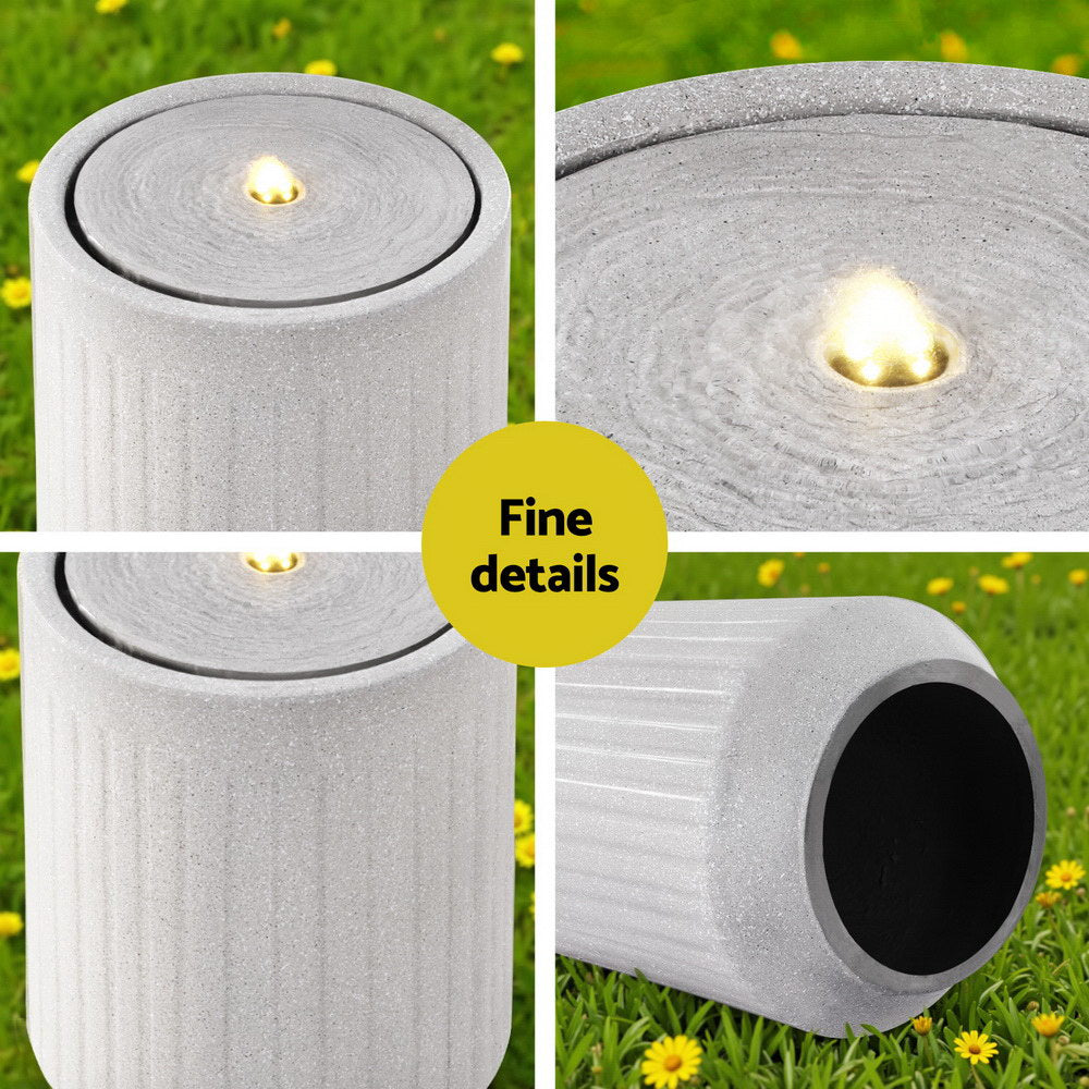 Gardeon Solar Fountain Water Feature Outdoor Fountain LED Lights Beige