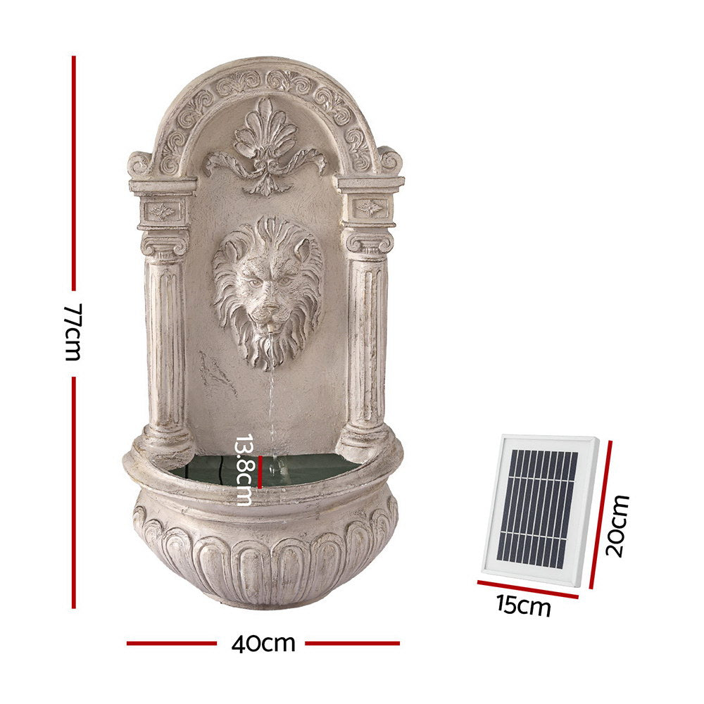 Fountains & Ponds: Gardeon Solar Fountain Water Feature Wall Mount Garden Fountains 77CM Beige
