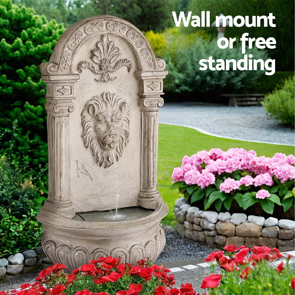 Fountains & Ponds: Gardeon Solar Fountain Water Feature Wall Mount Garden Fountains 77CM Beige