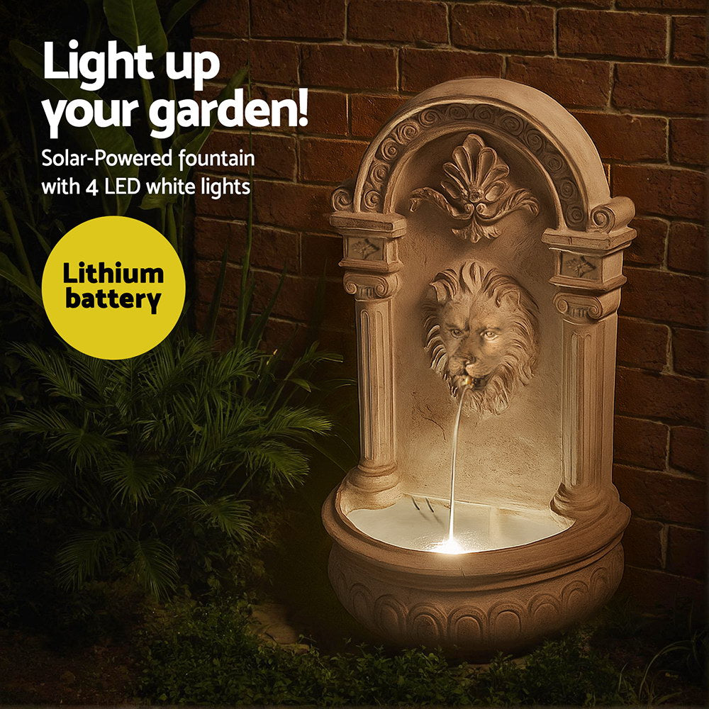 Fountains & Ponds: Gardeon Solar Fountain Water Feature Wall Mount Garden Fountains 77CM Beige