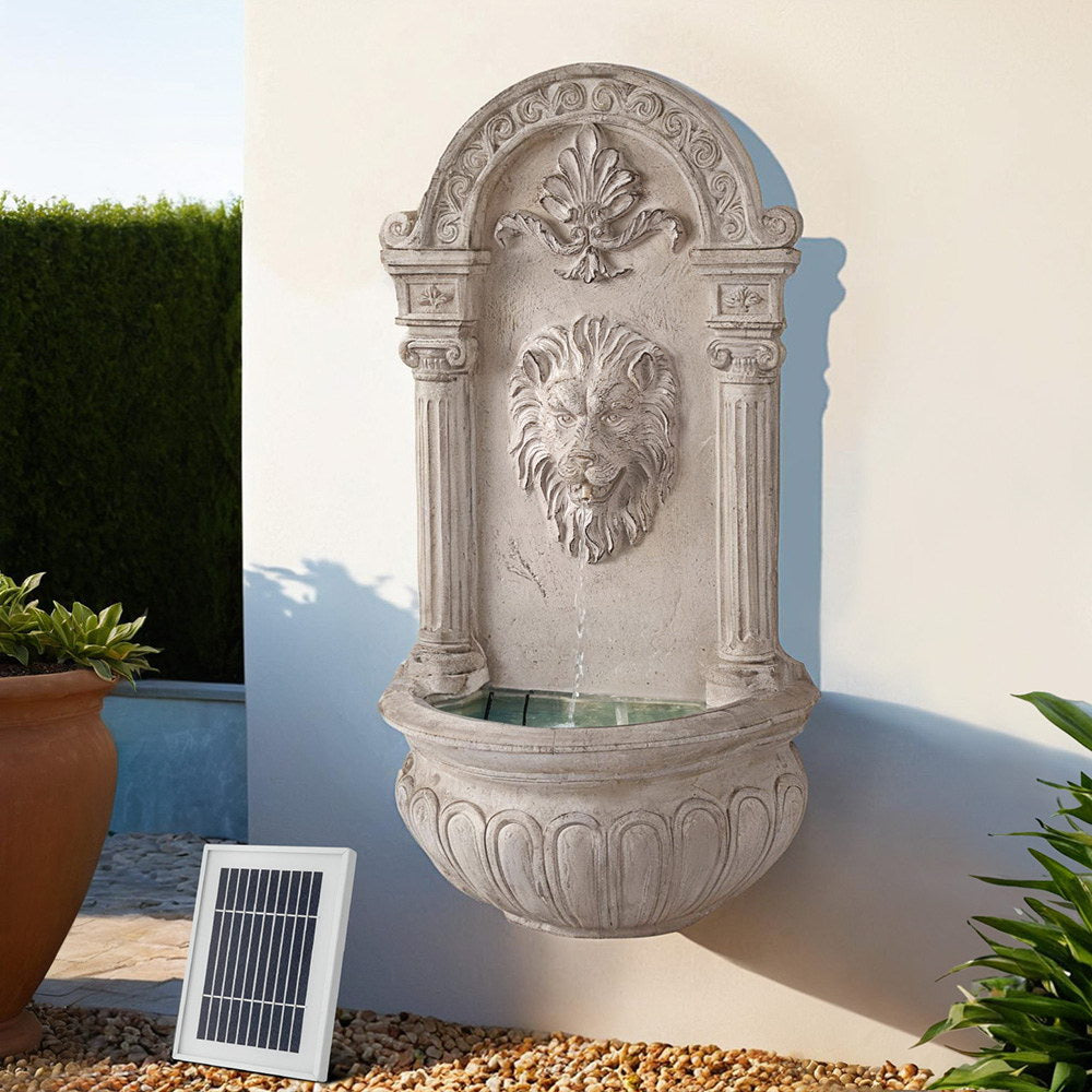 Fountains & Ponds: Gardeon Solar Fountain Water Feature Wall Mount Garden Fountains 77CM Beige